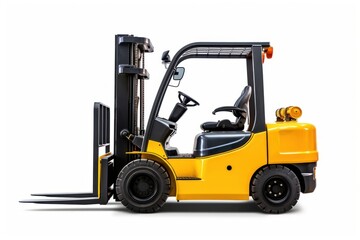 Machinery forklift wheel white background delivering.