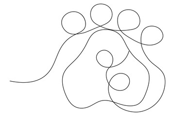 
Dog paw continuous one line art and isolated outline minimalist design With white Background
