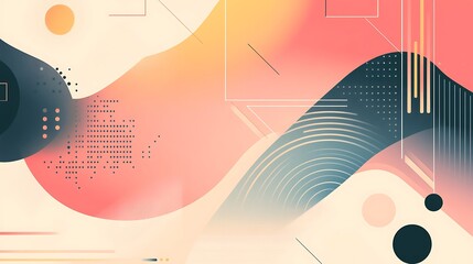 Obraz premium Abstract Pastel Shapes and Geometric Lines Design
