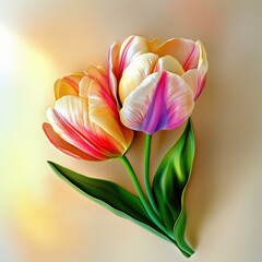 Beautiful tulip flower in Spring.