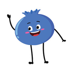 Cute Hand Drawn Blueberry Wave Hello To The Left