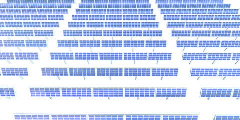 Photovoltaic solar power panel on blue sky ,green clean alternative energy. environmentally friendly. Clean energy and environment. 3D rendering
