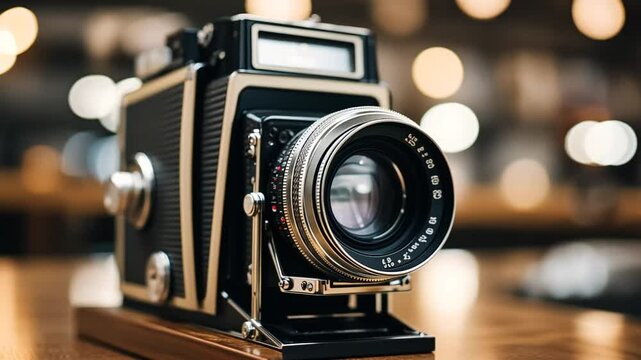 Vintage retro camera. Vintage camera shop.