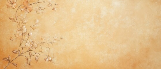 Vintage pastel orange wallpaper with faded floral patterns, aged minimal charm
