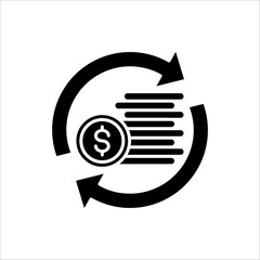 Cash flow icon. Cash flow symbol for web design. Concept of us currency sign for business or speed cashflow.