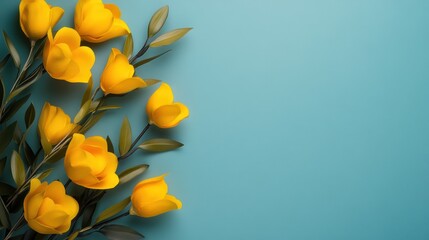 Beautiful background template made of Spring flowers.