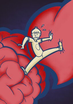 young man between heart and mind - 