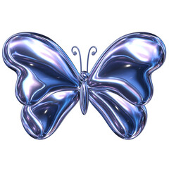 3D Glossy Blue Futuristic Glass Butterfly 