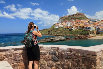 Woman tourist in Sardinia, Italy