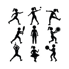 basketball players silhouettes bundle set