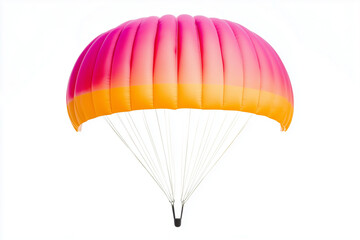 Selective focus colorful parachute isolated on white background.