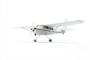 Fototapeta premium Front view small airplane isolated on white background, Selective focus private touring airplane on white background.