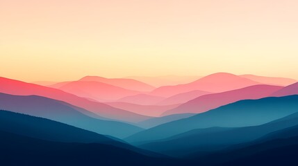 Serene Sunset Over Layered Mountain Ranges