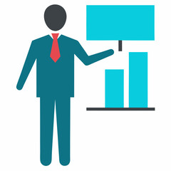 Professional makes sales presentation with clear brief dynamic pitch now