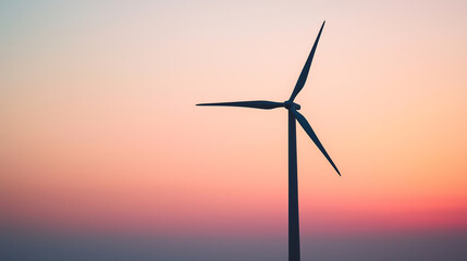 Obraz premium Vibrant Sunrise Over Wind Turbine Renewable Energy Landscape Sustainable Power Eco Technology Horizon Nature