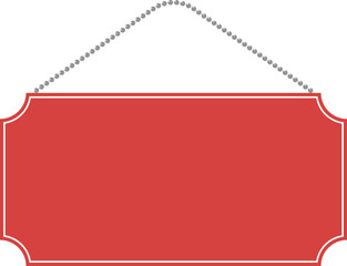 Illustration of a hanging sign board with blank copy space. Empty sign board with ball chain for your design. 