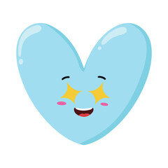 Cute Hand Drawn Blue Heart Excited