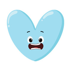 Cute Hand Drawn Blue Heart Scared
