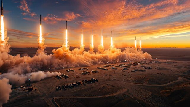 Early morning missile launch from desert facility showcases advanced military capabilities