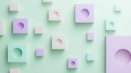 Fototapeta premium Pastel Cubes Arranged With Circular Cutouts