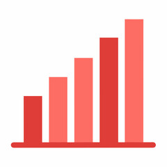 A simple bar graph showing increasing values with red bars on a white background design element. Business themed Graphic resource.