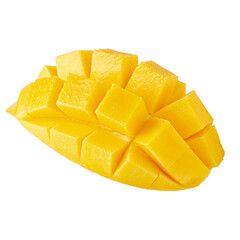 Mango cubes and slices Isolated on treasparent background