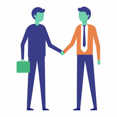 Business partners closing deal with handshake in flat vector art