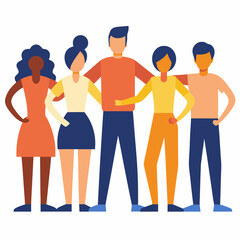 Fototapeta premium Group of coworkers engaged in teamwork with flat vector style image