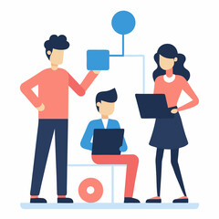 Obraz premium Office staff planning business strategy in flat vector style image