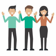 Obraz premium Teammates clapping after successful presentation in flat vector style image