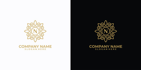Luxury ornament logo with letter n