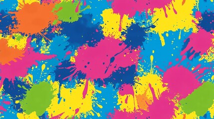 seamless holi pattern with bright paint splashes