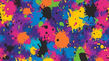 seamless holi pattern with bright paint splashes