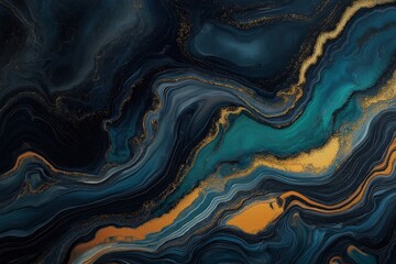 Obraz premium Mesmerizing abstract composition with fluid marble effect and metallic accents