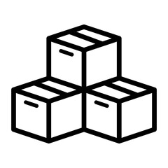 icon of stacked cargo boxes, symbolizing storage, packaging, and logistics.