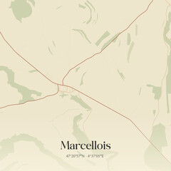 Vintage map of Marcellois, France.