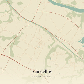 Vintage map of Marcellus, France.