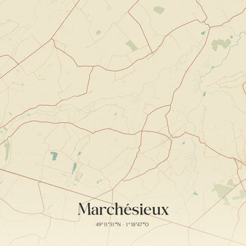 Vintage map of March&eacute;sieux, France.