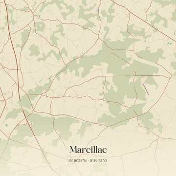 Vintage map of Marcillac, France.