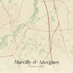 Fototapeta premium Vintage map of Marcilly-d'Azergues, France.