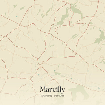 Vintage map of Marcilly, France.