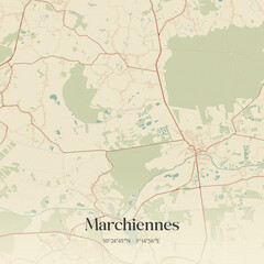 Obraz premium Vintage map of Marchiennes, France.