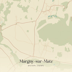 Obraz premium Vintage map of Margny-sur-Matz, France.