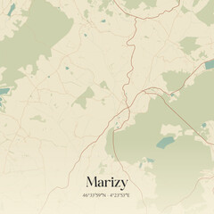 Obraz premium Vintage map of Marizy, France.