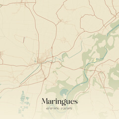 Obraz premium Vintage map of Maringues, France.