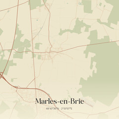 Fototapeta premium Vintage map of Marles-en-Brie, France.