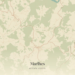 Vintage map of Marlhes, France.