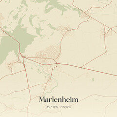 Obraz premium Vintage map of Marlenheim, France.
