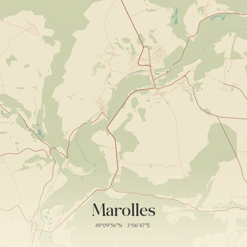 Vintage map of Marolles, France.