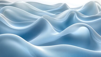 Fototapeta premium Abstract blue waves, light background, flowing fabric, design texture